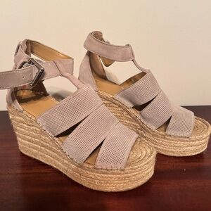Marc Fisher Taupe Espadrille Wedge Sandals